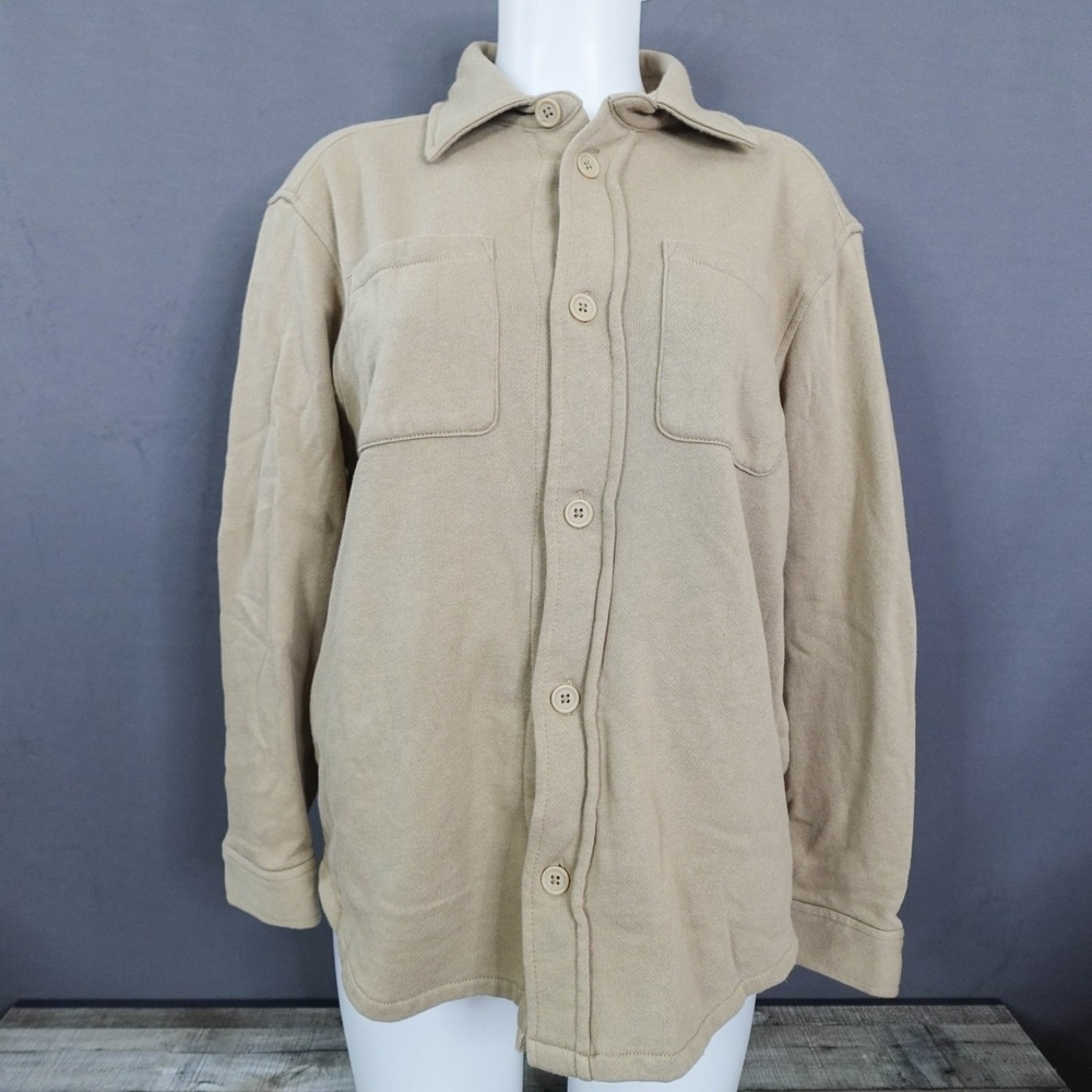 Old Navy Womens Jacket XS Knit Jacket Button Mid Length Oversize Neutral Casual